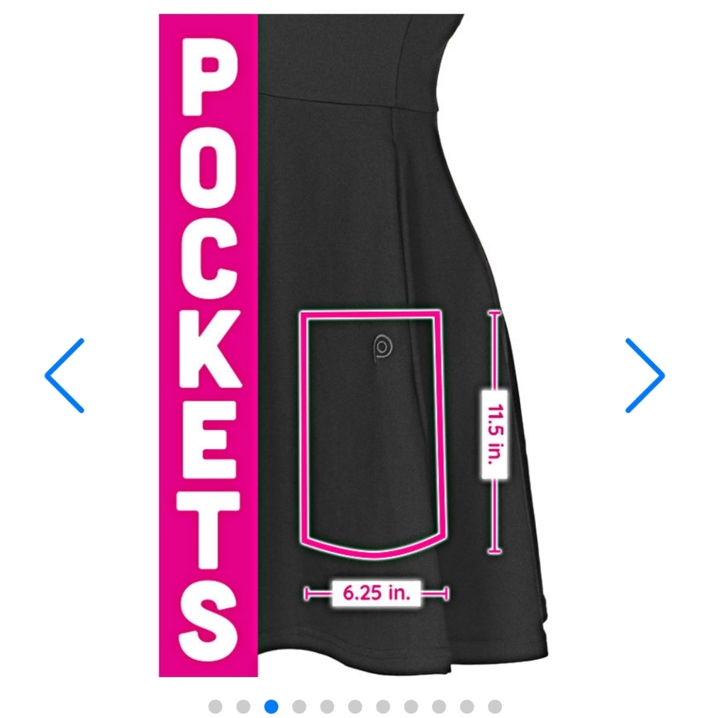 Popfit Fit & Flare Dress (Has Pockets!!) - Size L - Black NWT - Picture 5 of 11